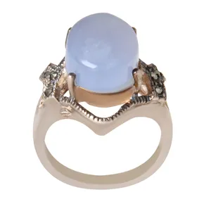 انگشتر نقره زنانه مدل سنگ عقیق کبود کد AW_552