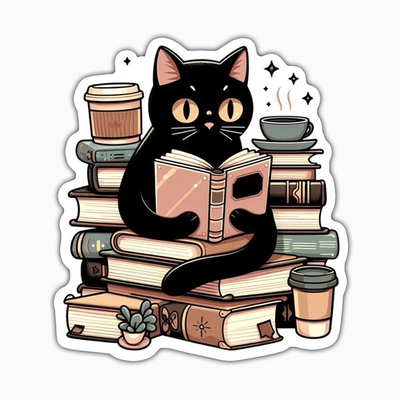 استیکر لپ تاپ و موبایل بووم طرح گربه کتاب خون کد FD10 