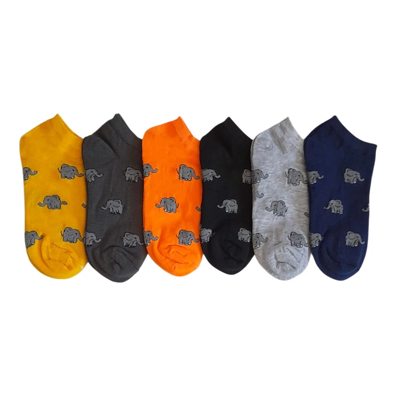 جوراب ساق کوتاه زنانه مدل فیل 1 بسته 6 عددی