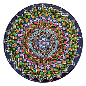 بشقاب دیوارکوب سفالی طرح نقطه کوبی مدل NARIN