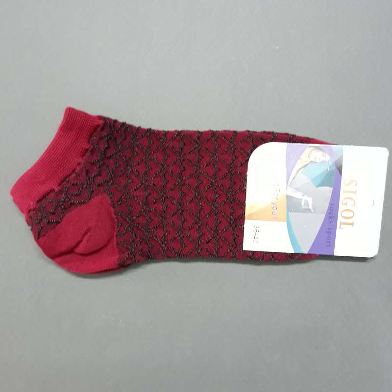 جوراب دخترانه سی گل مدل برجسته رنگ قرمز