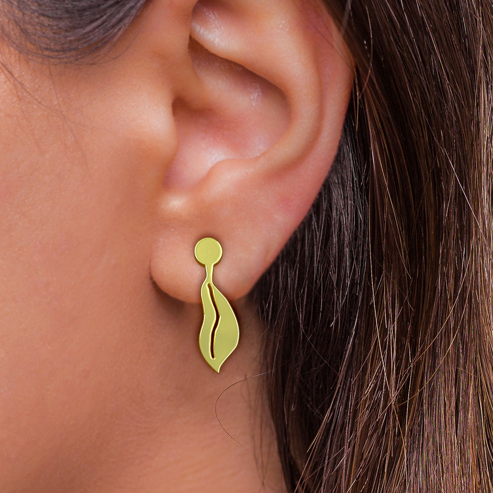 گوشواره طلا 18 عیار زنانه مدوپد مدل برگ کد GA1-12078