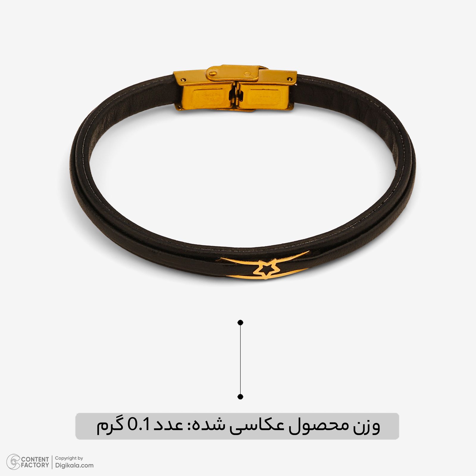 دستبند طلا 18 عیار زنانه با بند چرمی وی گالری مدل ستاره کد LBB3264 -  - 8
