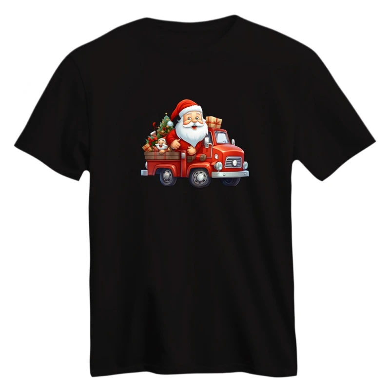 تی شرت آستین کوتاه زنانه مدل بابانوئل کریسمس کد 40