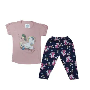 ست تی شرت و شلوارک دخترانه مدل اسب تکشاخ کد a4