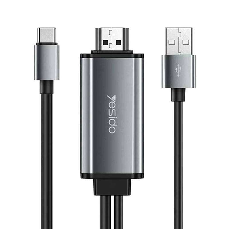 کابل تبدیل USB-C به usb /HDMI یسیدو مدل HM02 طول 1.8 متر
