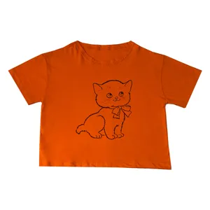 کراپ‌تاپ آستین کوتاه زنانه مدل گربه