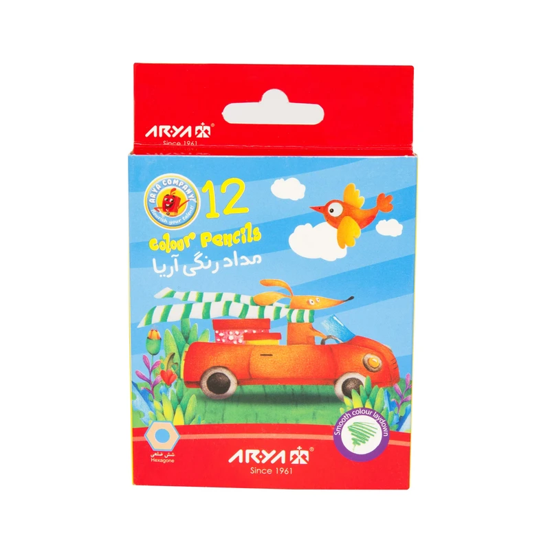 مداد رنگی 12 رنگ آریا کد 3072