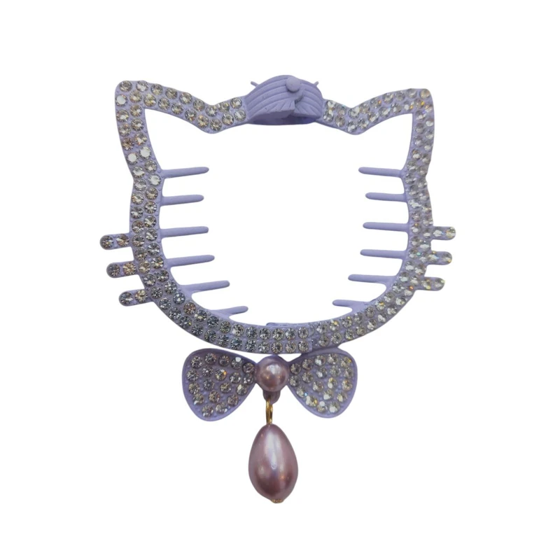 گیره مو دخترانه مدل گوجه ای نگین دار طرح کیتی آویزدار کد 01