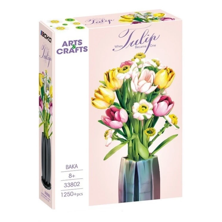 ساختنی 1250 تکه باکا مدل گل های رومیزی با گلدان کد 33802