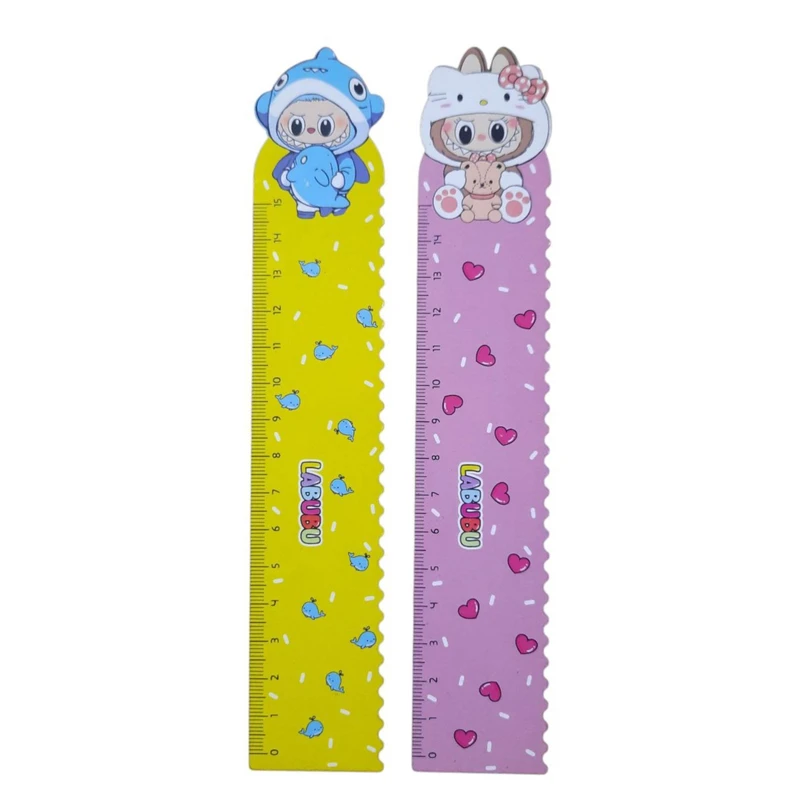 خط کش 15سانتی طرح لبوبو خرس و دلفین کد Sn01 بسته 2عددی