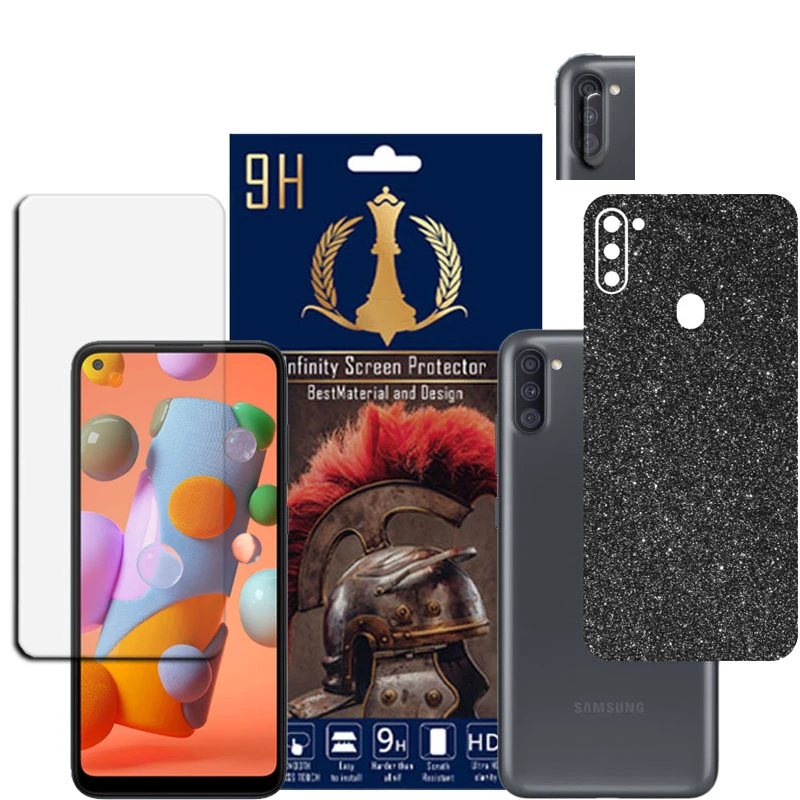  برچسب پوششی اینفینیتی مدل PRO MAX مناسب برای گوشی موبایل سامسونگ GALAXY A11 به همراه محافظ صفحه نمایش و محافظ لنز دوربین