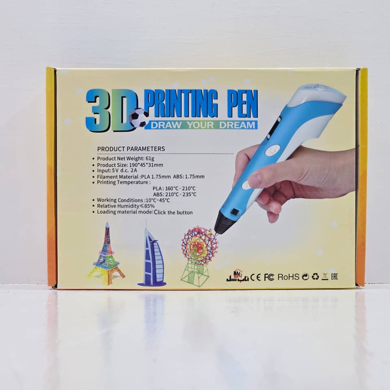 قلم طراحی سه بعدی ناب سل مدل 3D pen به همراه فیلامنت