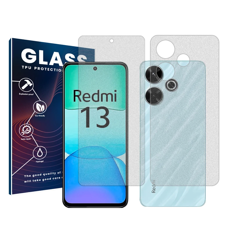 محافظ صفحه نمایش مات گلس مدل Resistant‌ مناسب برای گوشی موبایل شیائومی Redmi 13  به همراه محافظ پشت گوشی