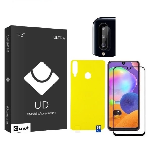 محافظ صفحه نمایش کوکونات مدل FUL مناسب برای گوشی موبایل سامسونگ Galaxy A20s به همراه محافظ پشت گوشی و محافظ لنز دوربین