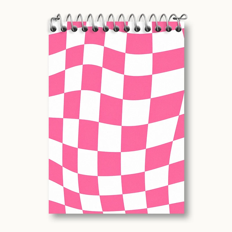 دفتر یادداشت 50 برگ خندالو طرح چهارخونه صورتی کد N2727