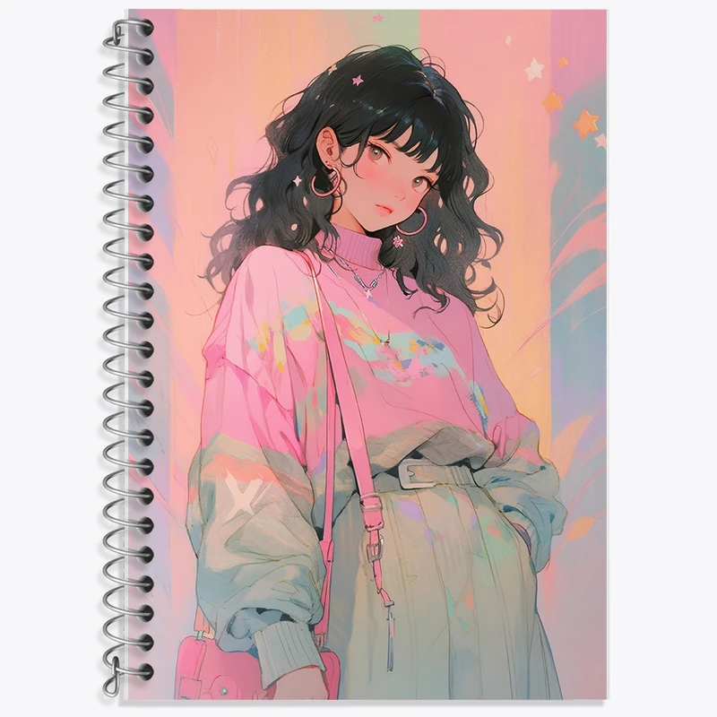 دفتر زبان 50 برگ خندالو مدل دو خط طرح دخترانه کد F618