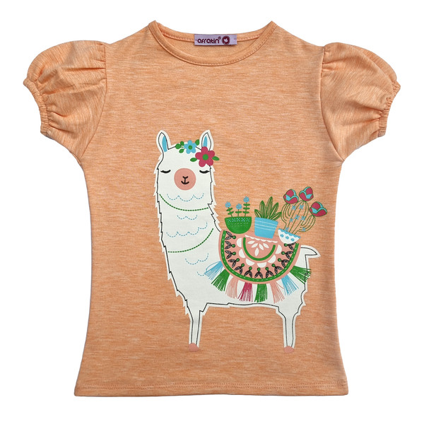 تی شرت دخترانه افراتین مدل لاما رنگ گلبهی