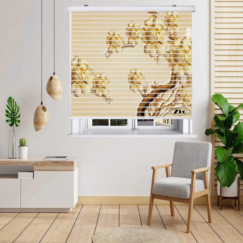 پرده زبرا زیو مدل سیلوئت 3D1399 سایز 150x150 سانتی متر