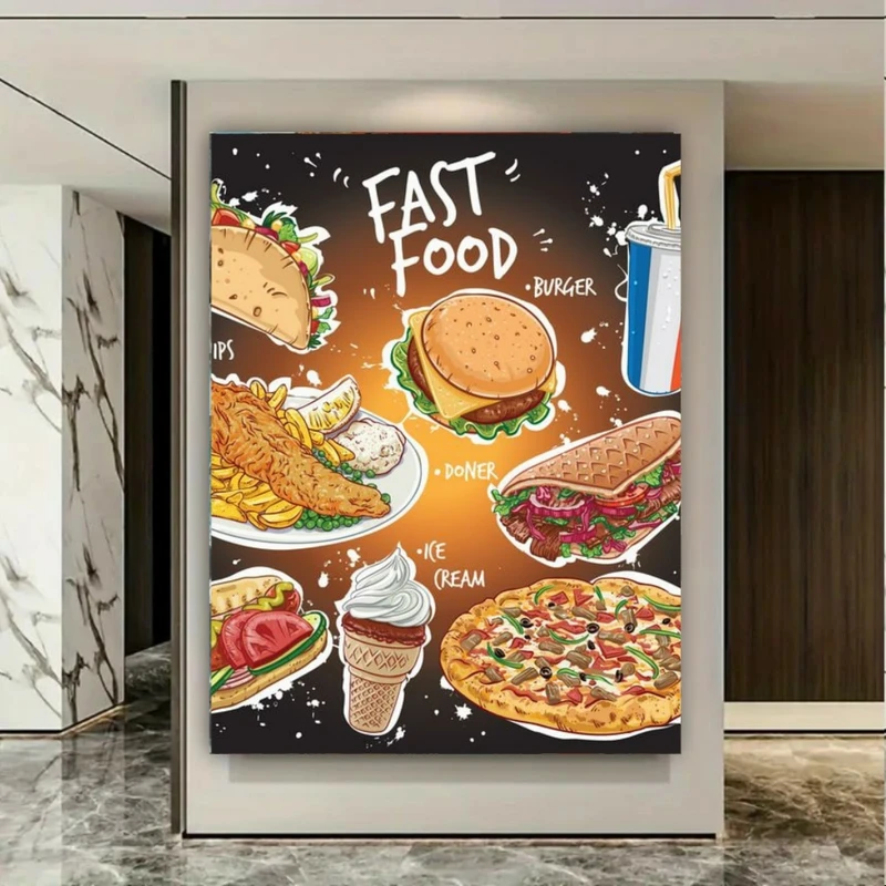 پوستر پارچه ای طرح مخمل خوراکی مدل فست فود کد PY516