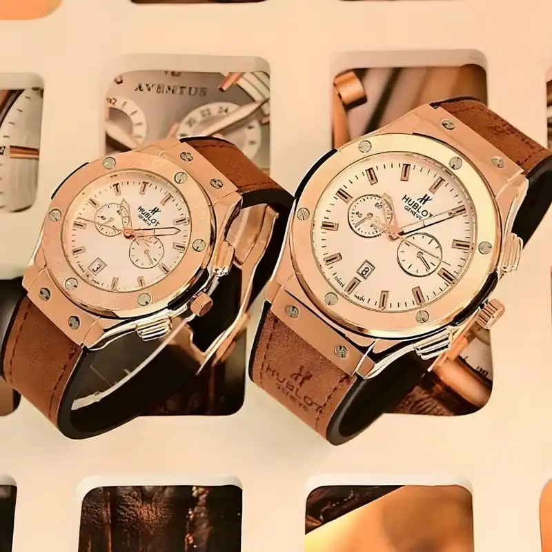 ست ساعت مچی عقربه ای زنانه و مردانه  مدل تک موتور کد Sfd_roz012