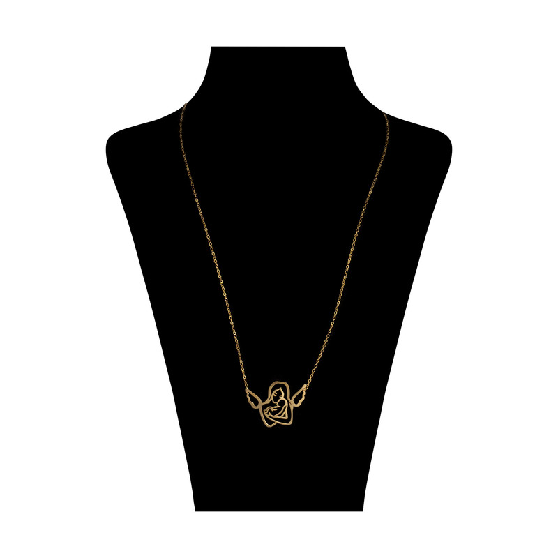 گردنبند طلا 18 عیار زنانه با طرح حلقه‌ای (فلامینگو) نیکان گلد مدل مادر و نوزاد 799
