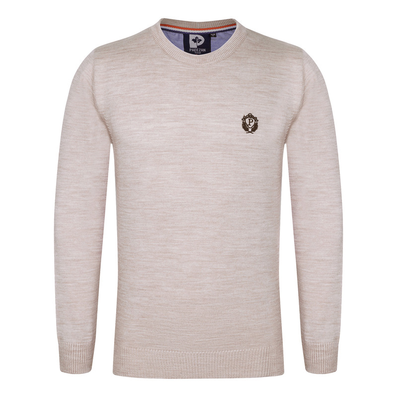 پلیور مردانه تریکو پاییزان مدل  یقه گرد کد PR700 رنگ کِرِم