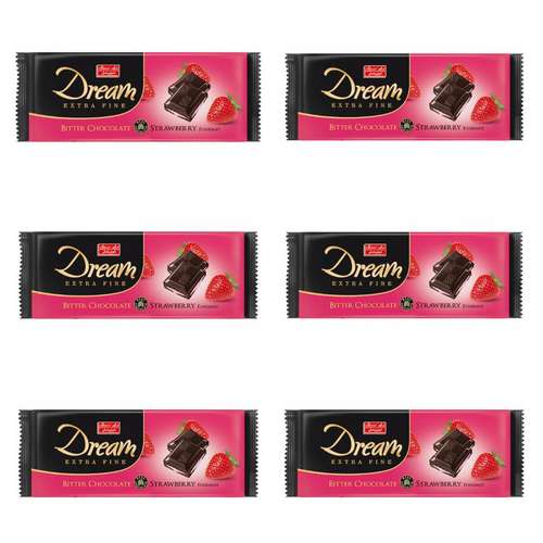 شکلات تلخ با فوندانت توت فرنگی دریم شیرین عسل- 100 گرم بسته 6 عددی