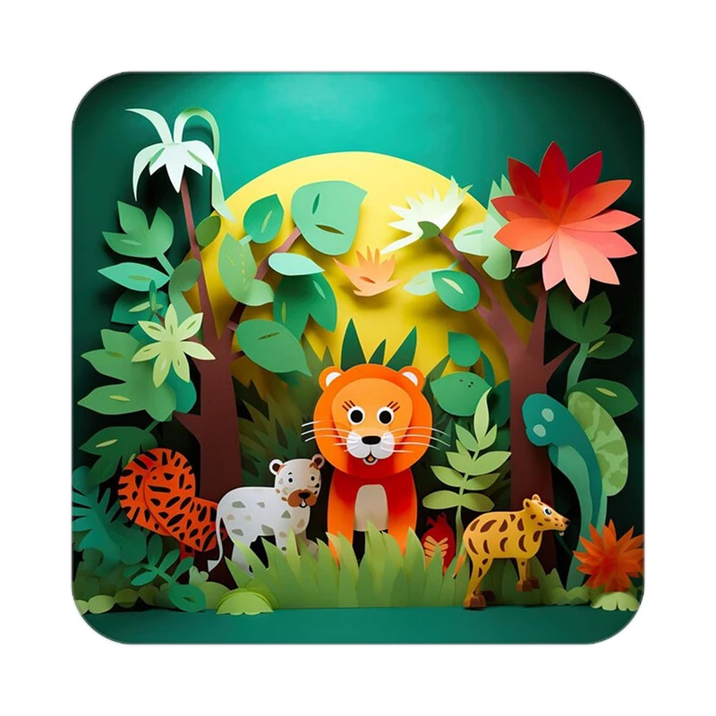 زیر لیوانی کاکتی طرح حیوانات رنگی مدل mp26649