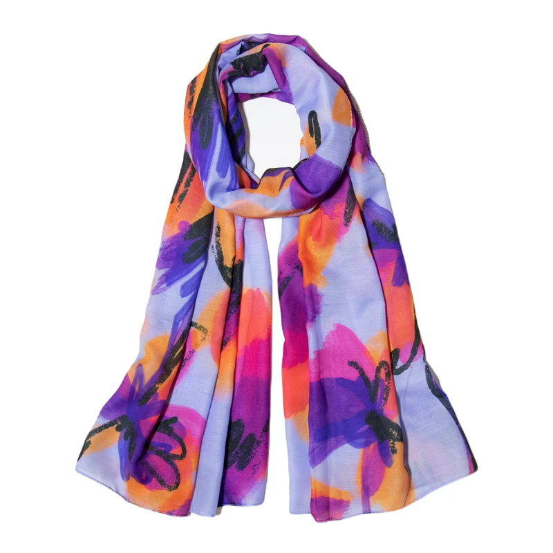 شال زنانه مدل نخی تابستانه خنک طرح آبرنگی کد ana-1402