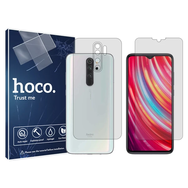 محافظ صفحه نمایش شفاف هوکو مدل HyGEL مناسب برای گوشی موبایل شیائومی Redmi Note 8 Pro به همراه محافظ پشت گوشی