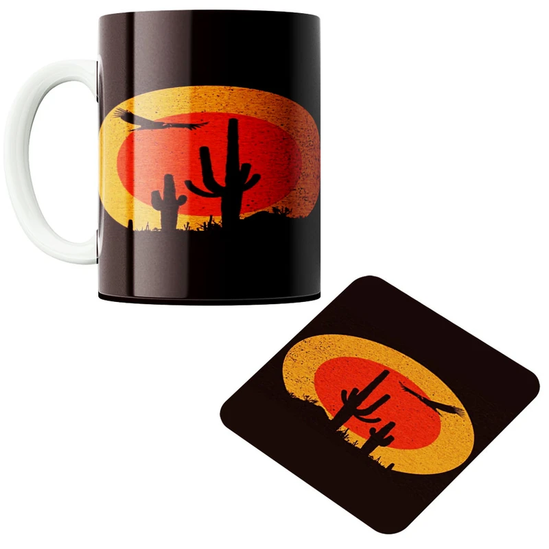 ماگ پاد آفرین مدل کاکتوس کد 523 به همراه زیر لیوانی