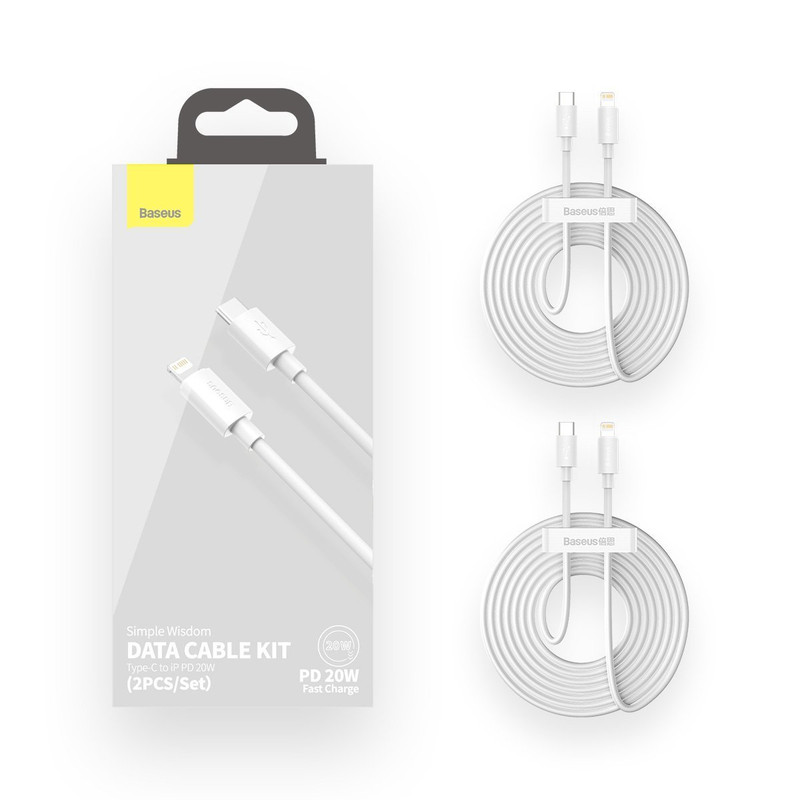 کابل تبدیل USB-C به لایتنینگ باسئوس مدل Superior PD  طول 1.5 متر بسته دو عددی