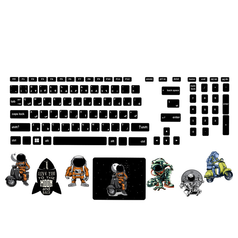  استیکر لپ تاپ مدل ferito t4 مناسب برای لپ تاپ 15.6 اینچ به همراه برچسب حروف فارسی کیبورد