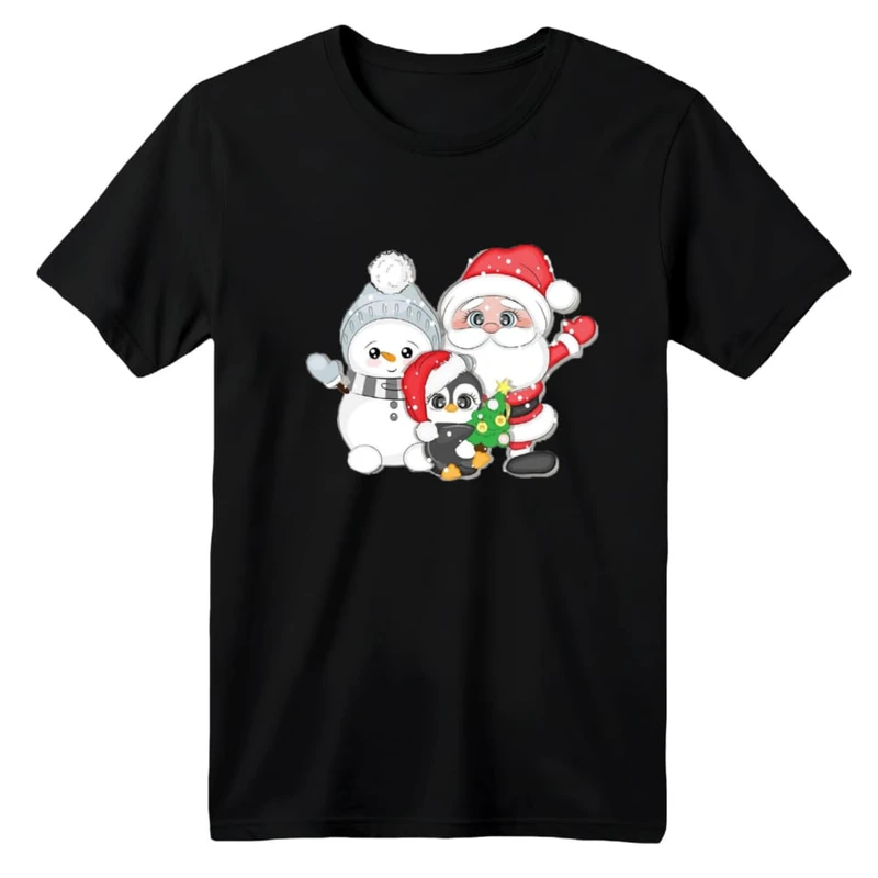 تی شرت آستین کوتاه بچگانه مدل پنگوئن کریسمس کد 4