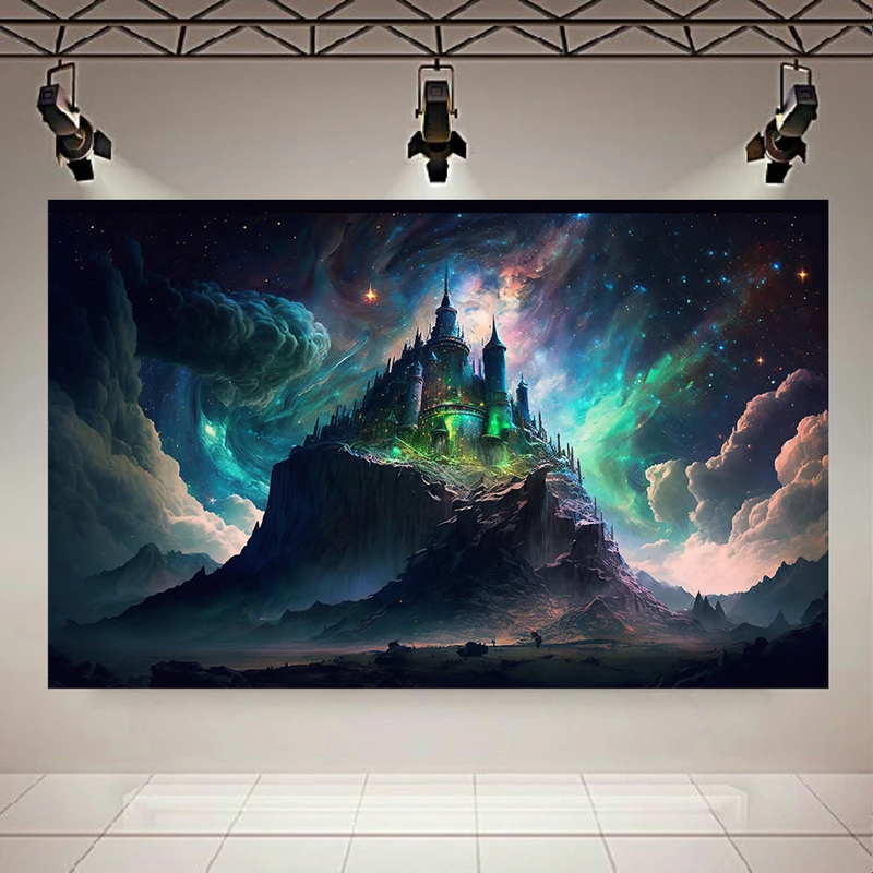 پوستر دیواری طرح قلعه مدل آسمان پر ستاره کد AR305375