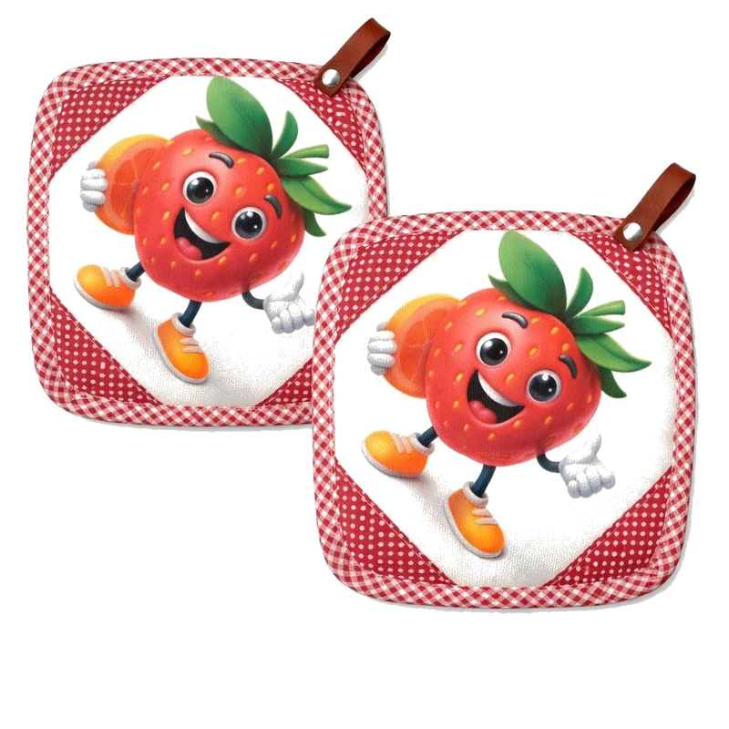 دستگیره آشپزخانه مدل simo طرح توت فرنگی مجموعه 2 عددی