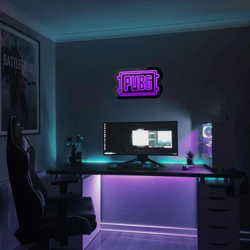 چراغ دیواری نئون دیزاین طرح Pubg-Logo-BL_PR
