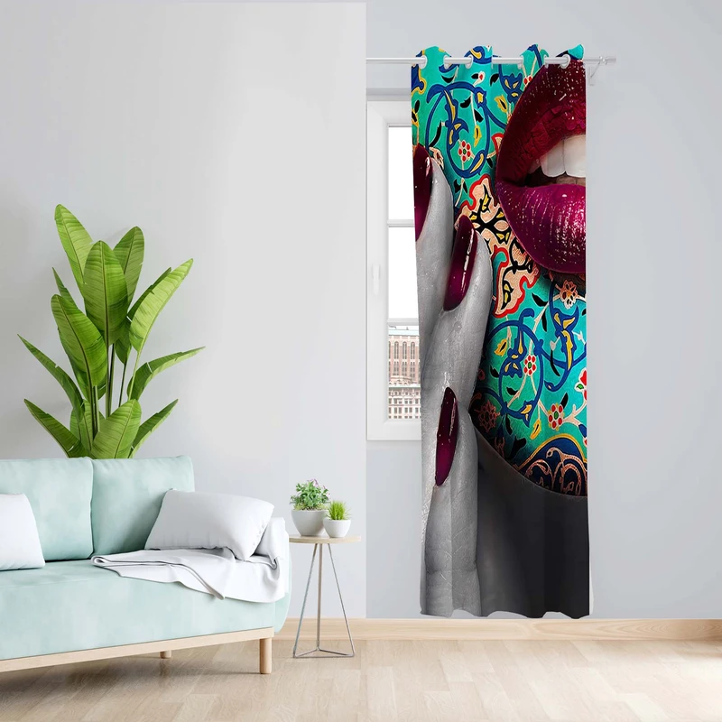 پرده طرح سنتی مدل مخمل پانچی کد 5385R z سایز 140x200 سانتی متر