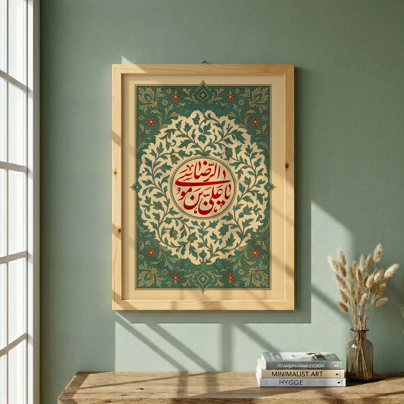 تابلو طرح یا امام رضا (ع) مدل G15506 فریم کرم روشن