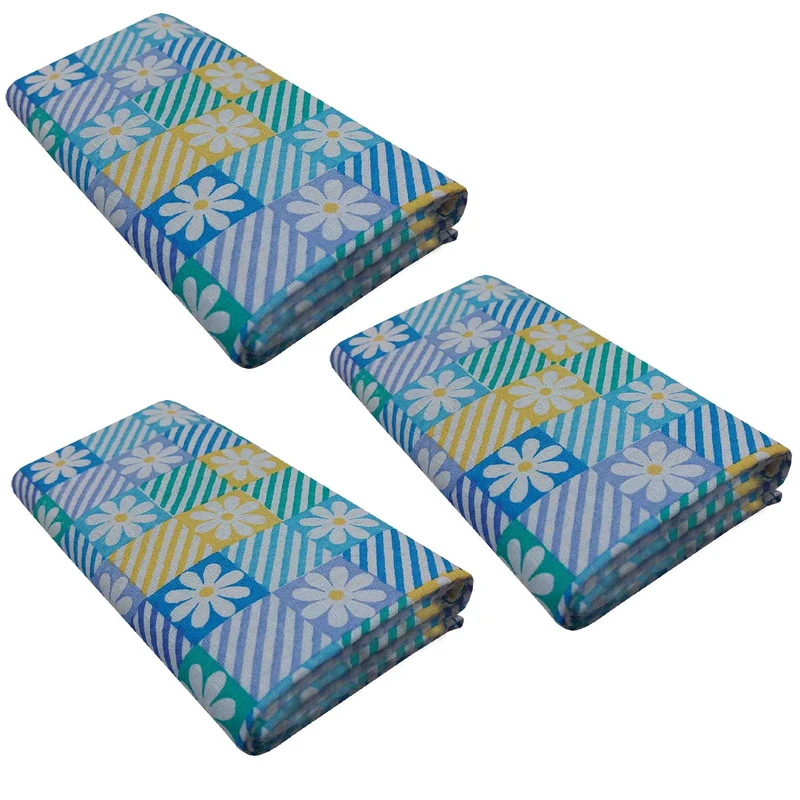 دستمال نظافت خانه و آشپزخانه پنبه‌، نخ مدل لینا 02 بسته 3 عددی