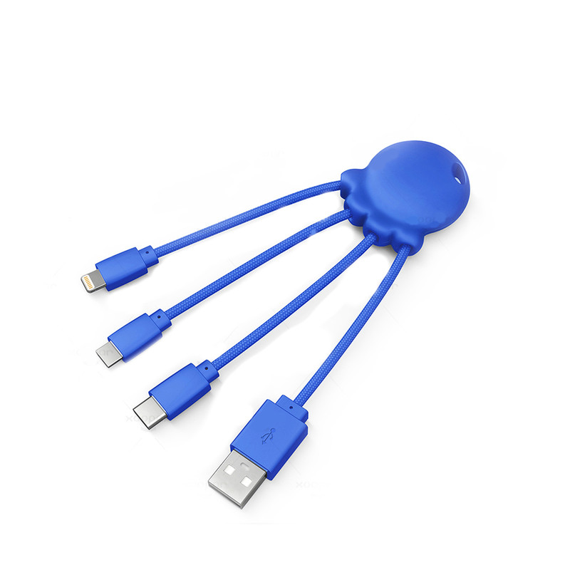 تصویر کابل تبدیلUSB به Micro-USB/ USB-C/ Lightning زوپر مدل اختاپوسی طول 0.08 متر