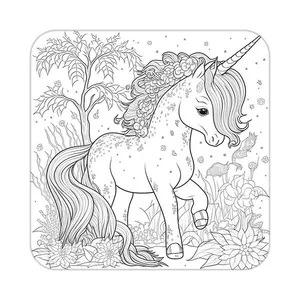 زیر لیوانی کاکتی طرح اسب تک شاخ و یونیکورن مدل mp33059