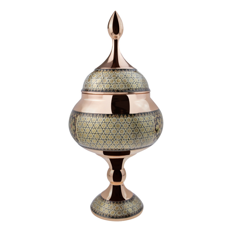 شکلات خوری خاتم کاری مدل پایه دار شالدار کد TMKH51