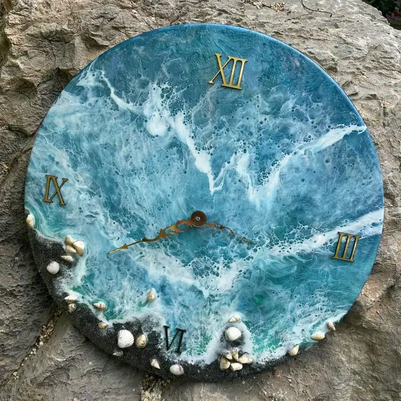 ساعت دیواری رزینی طرح دریا