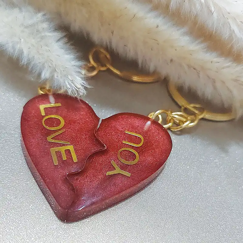 جاکلیدی مدل قلب شکسته LOVE YOU کد K013 بسته 2 عددی