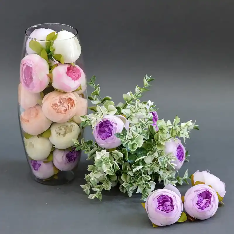 گل مصنوعی مدل سرگل پیونی هلندی بسته سه عددی