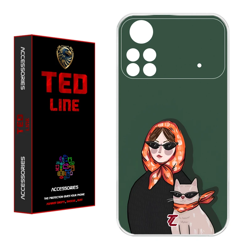 کاور تدلاین طرح دختر و گربه کد 1143 مناسب برای گوشی موبایل شیائومی Poco X4 Pro