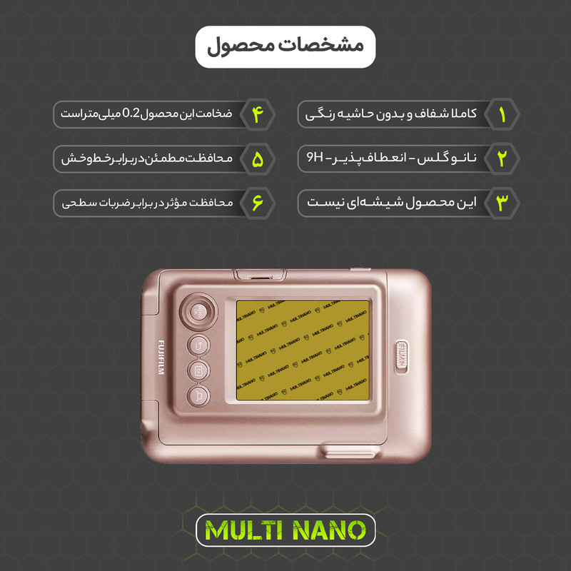 محافظ صفحه نمایش دوربین شفاف مولتی نانو مدل X-S1N مناسب برای دوربین فوجی فیلم instax mini liplay