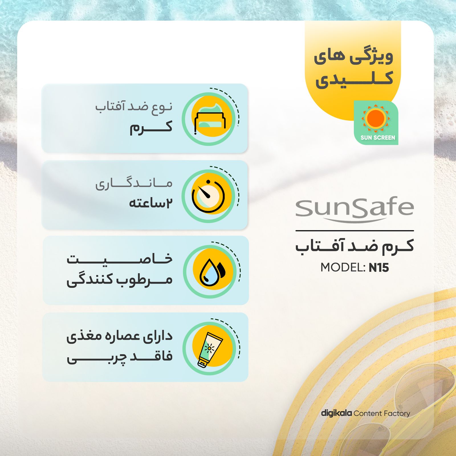 کرم ضد آفتاب رنگی سان سیف SPF50 مدل N15 مناسب انواع پوست حجم 40 میلی‌لیتر -  - 10